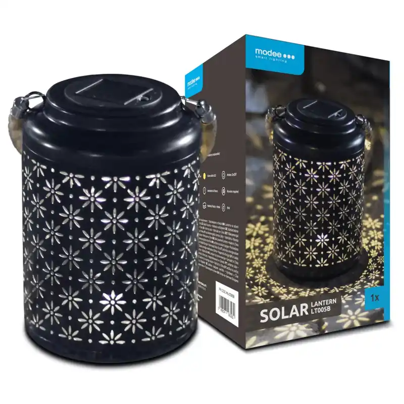Modee Lighting LED Szolár Napelemes Lámpás LT005B (H26x17x17cm) fekete Azonnali szállítás