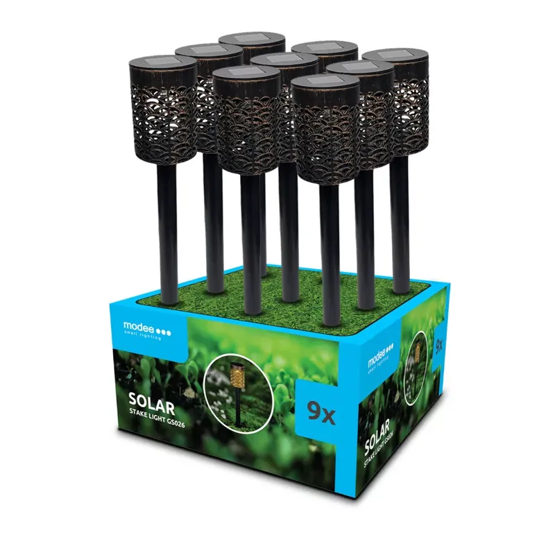 Szezonális akció Modee Lighting LED Szolár Napelemes Leszúrható Lámpa GS026 (36cm) (9db/display)