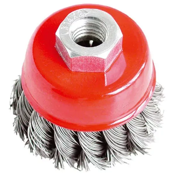 Biztonságos fizetés drótcsiszoló fazékkefe (sarokcsiszolóra) ; sodrott erős 65mm, max. 12500 ford/perc, 0,5 mm szálvastagság