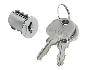 Biztonságos vásárlás Symo bútorzárbetét + 2 db kulcs fém, nikkel, d 15,5 mm, 21,7 mm