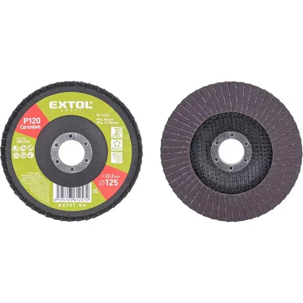Gyors kiszállítás lamellás csiszoló acél, Alu, műa. és fa munkadarabok csiszolására, 125×22mm; P120, kúpos, max. 12.200 ford./perc,EN13743