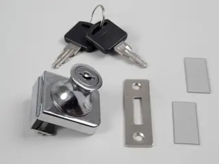 Legkelendőbb Fl-g-01-r üvegajtózár + 2 db kulcs fém, króm, d 50 mm, 36,2 mm