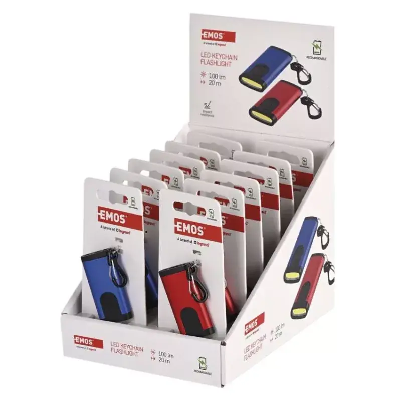 Újratölthető mini LED-es zseblámpa - kulcstartó, 100 lm, kínáló dobozban Akciós ár