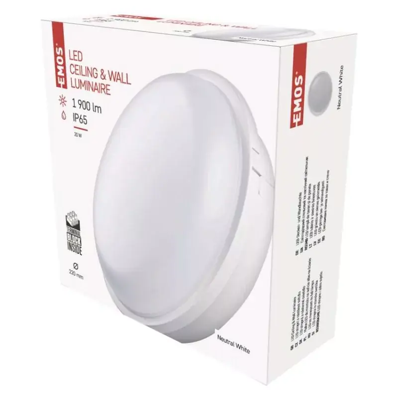 Olcsóbb EMOS LED mennyezeti lámpa QARI 20W 1900lm IP65 természetes fehér