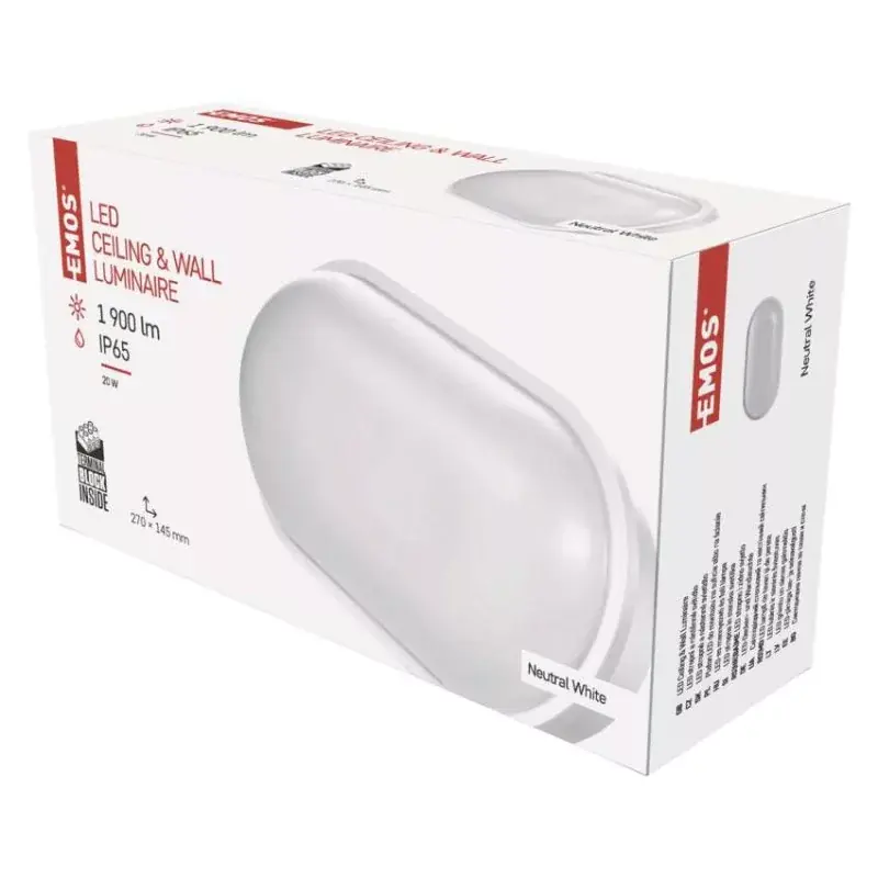 Azonnal elérhető EMOS LED mennyezeti lámpa QARI 20W 1900lm IP65 természetes fehér