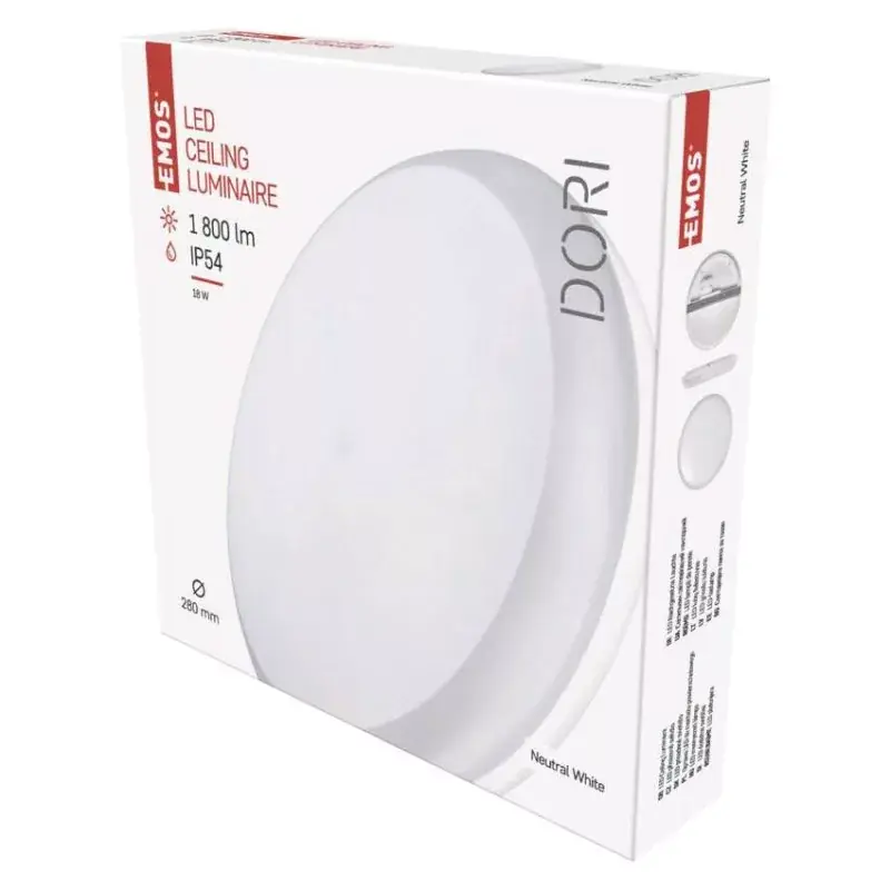 Expressz szállítás EMOS DORI LED mennyezeti lámpa 18W 1800lm IP54 term. fehér