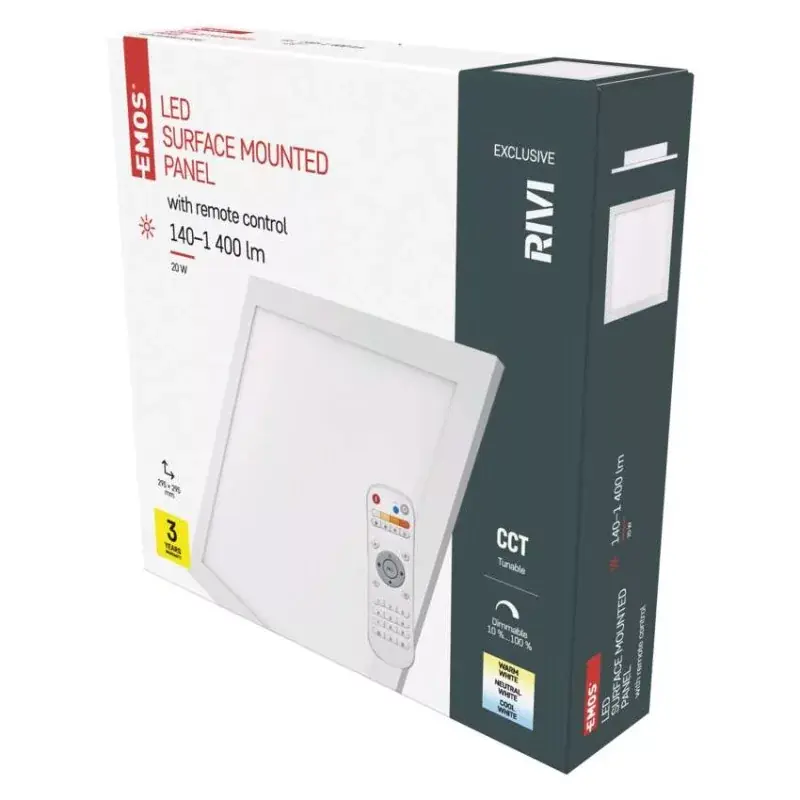 EMOS LED MENNYEZETI PANEL RIVI 30x30, 20W, DIMM., ÁLLÍTHATÓ SZÍNHŐM. Korlátozott ajánlat
