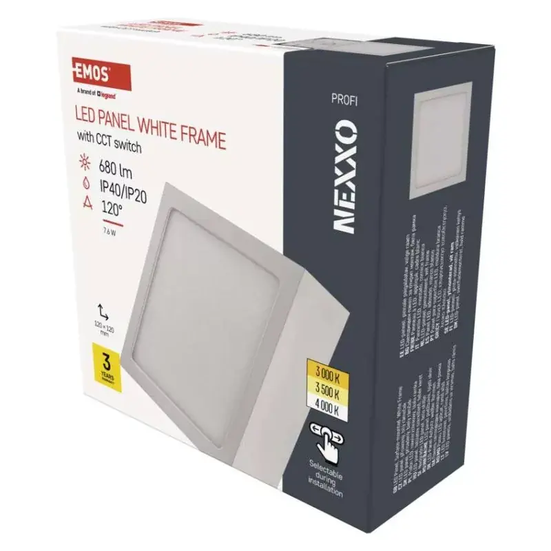 LED felületi lámpatest NEXXO, négyzet, fehér, 7,6W, CCT Árcsökkenés