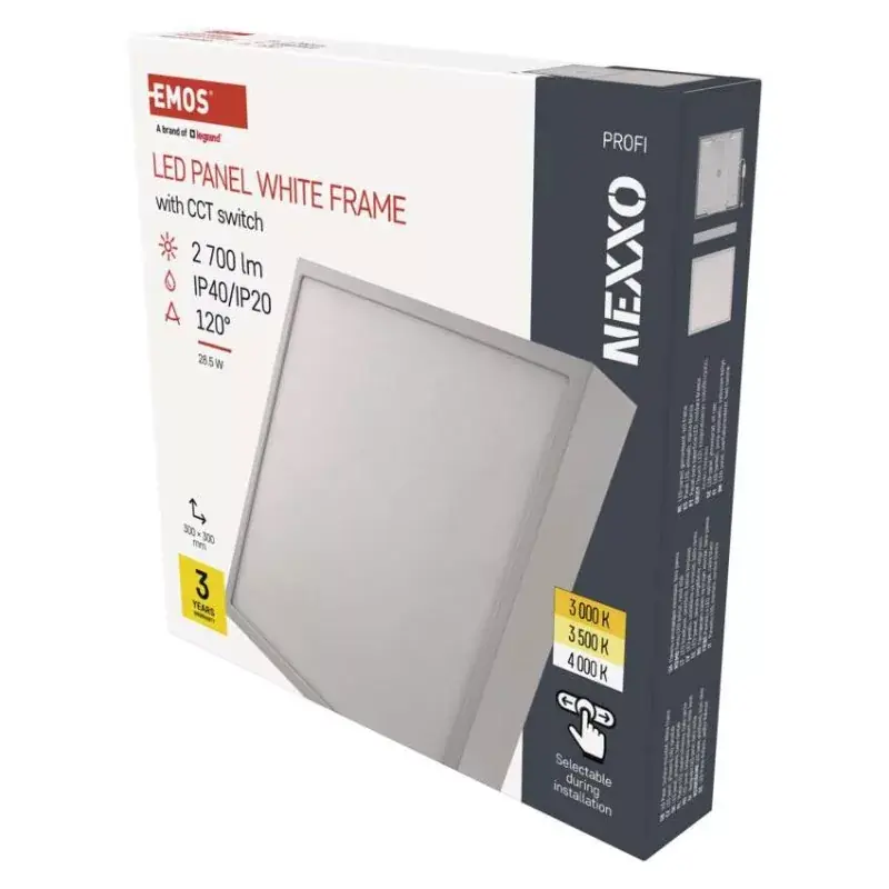 Olcsóbb LED felületi lámpatest NEXXO, négyzet, fehér, 28,5W, CCT