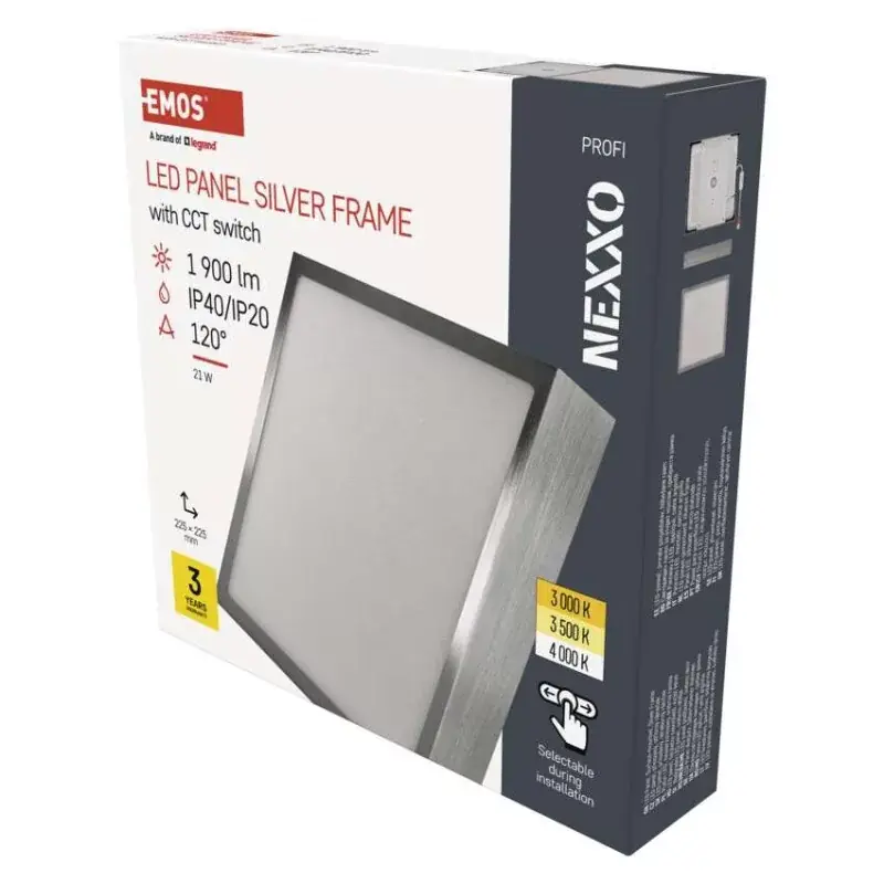 Utolsó esély LED felületi lámpatest NEXXO, négyzet, ezüst, 21W, CCT
