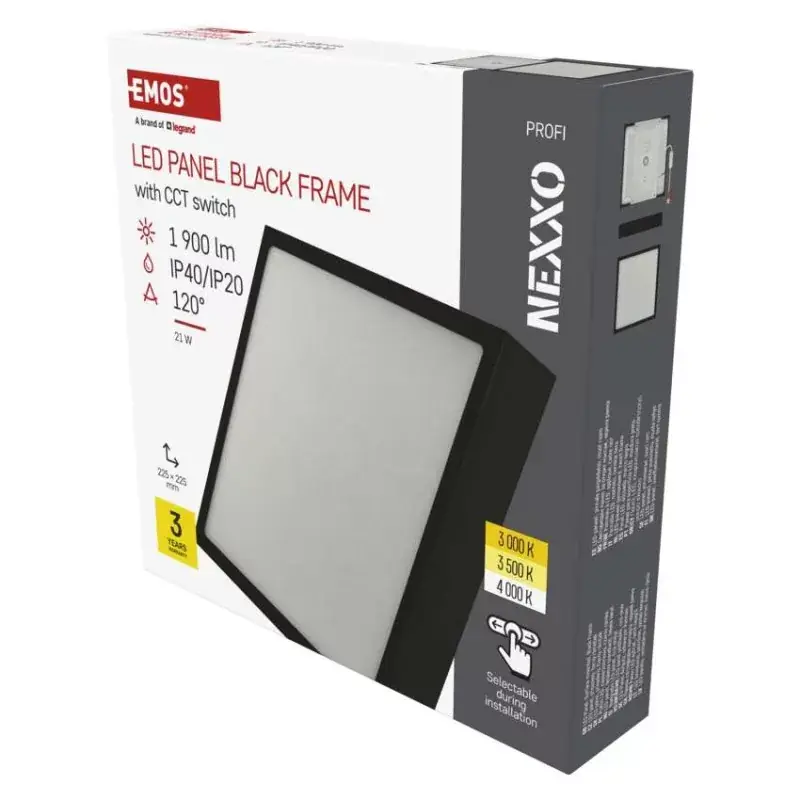 Vedd meg most LED felületi lámpatest NEXXO, négyzet, fekete, 21W, CCT