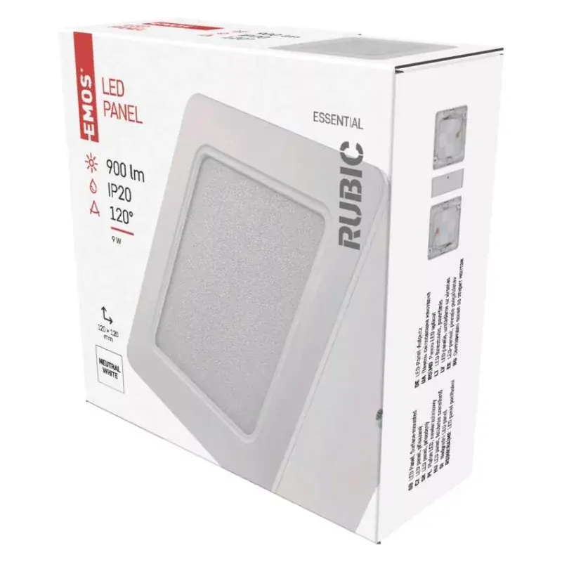 Szezonális akció LED felületi lámpatest RUBIC, négyzet, fehér, 9W, természetes fehér