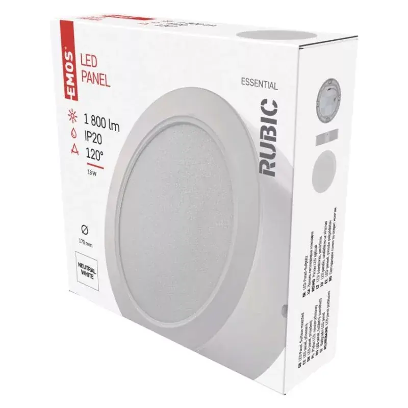 LED felületi lámpatest RUBIC, kerek, fehér, 18W, természetes fehér Kedvezmény