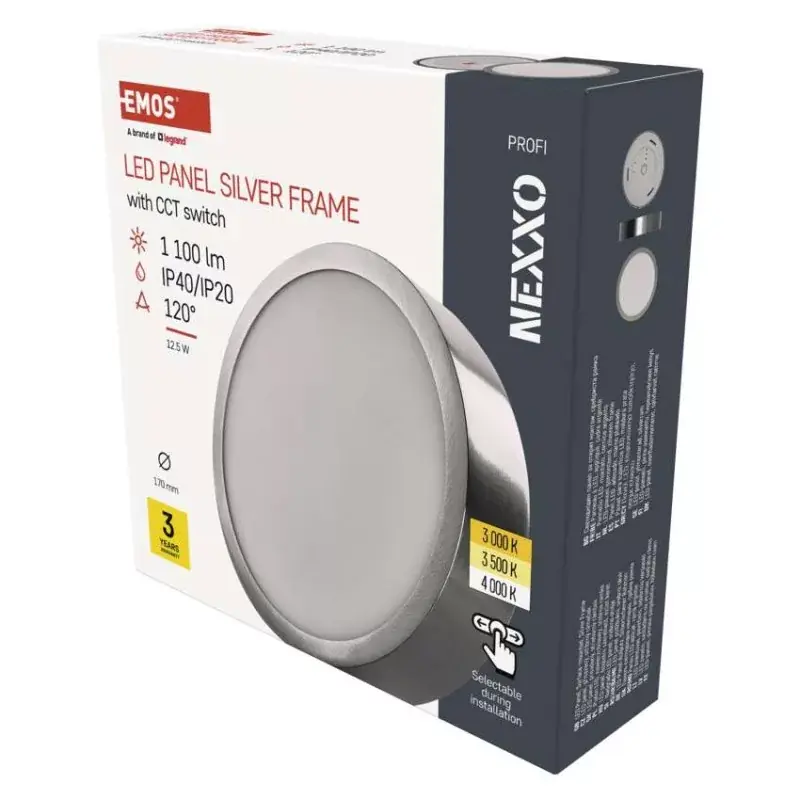 LED felületi lámpatest NEXXO, kerek, ezüst, 12,5W, CCT Vásárlói kedvenc