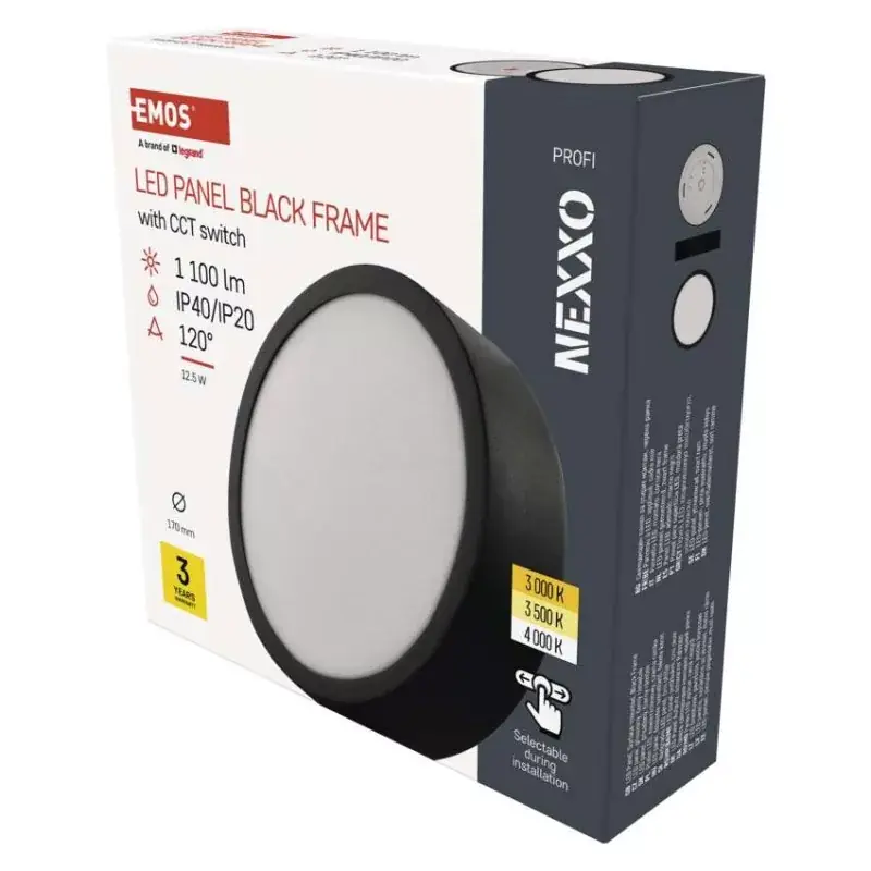 LED felületi lámpatest NEXXO, kerek, fekete, 12,5W, CCT Szuper akció