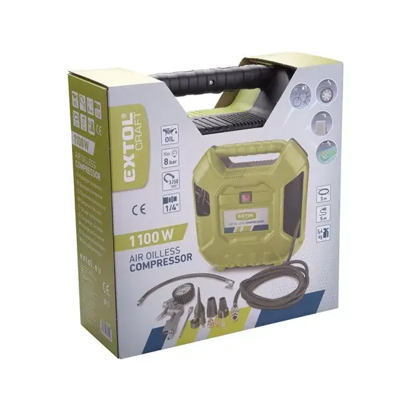 Olcsóbb olajmentes légkompresszor, 1100W, 8 bar, beszívott levegő 180l/min