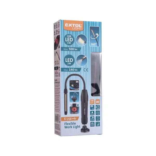 Ne maradj le LED munkalámpa, USB tölthető; 500 Lm, cserélhető Li-ion akku, 2500 mAh, flexibilis szár