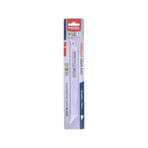 szablyafűrészlap klt., 3db, Bosch befogás, 225 mm, 6T, Bimetal, fém anyagokhoz, tiszta vágás Vásárlói kedvenc