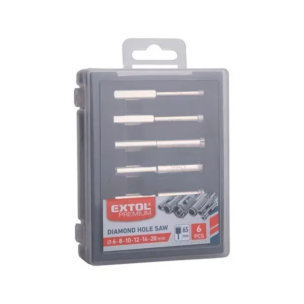 Gyors szállítás körkivágó klt. 6 db, üvegre, kerámiára és csempére, gyémánt vágóél; 6-20 mm, fúrógépbe fogható