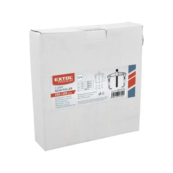 Biztonságos fizetés csapágylehúzó, 2 karmú, CV., kovácsolt; 250×205mm (átmérő×hossz)