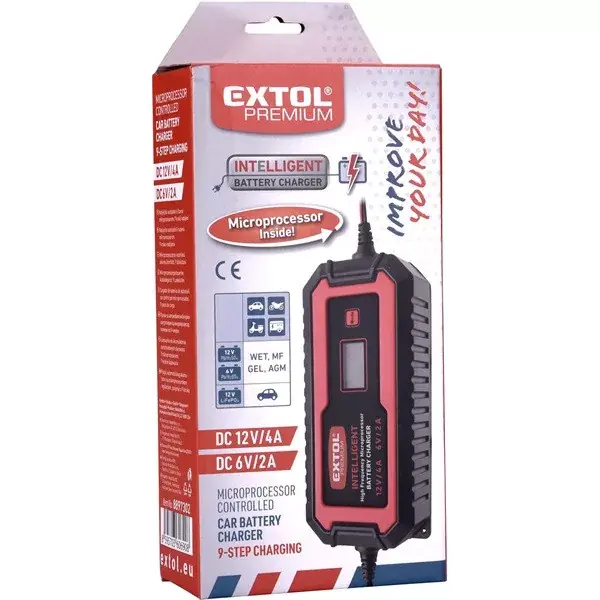 akkutöltő, autós, mikroprocesszoros, intelligens, 2/4 Amp, DC 12V/6V Vásárlói kedvenc