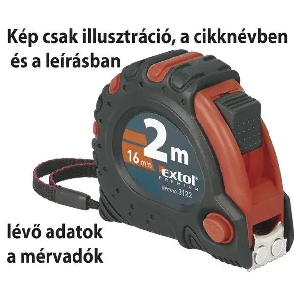mérőszalag, gumírozott, mágneses 3 stoppos; 3m×19mm Végkiárusítás