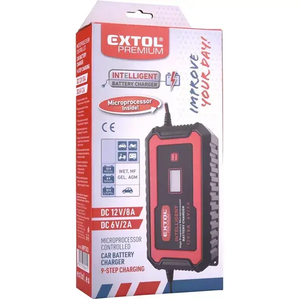 Akció akkutöltő, autós, mikroprocesszoros, intelligens, 8 Amp, 4-160Ah, DC 12V/6V