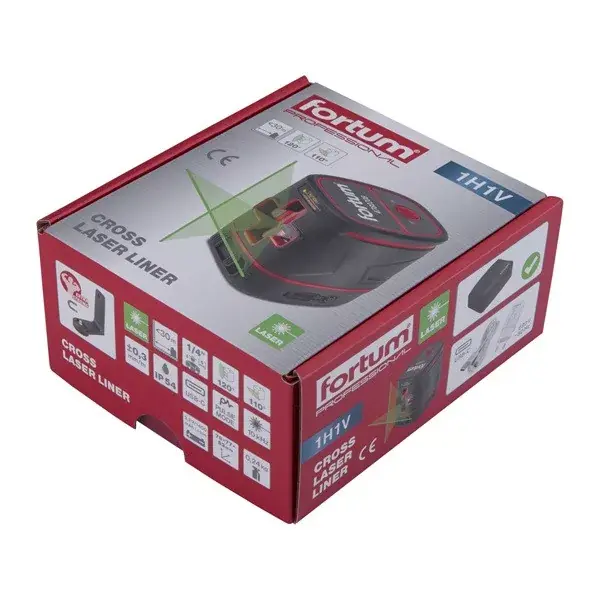 Azonnal elérhető automatikus lézeres vízszintező, ZÖLD, 1H1V, Li-ion akku 3,7V 1400mAh, pontosság 0,3mm/1m, 1/4" menet