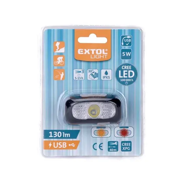 Csak ma LED fejlámpa, 5 W, CREE XPG, 130 Lumen; 40m hatótávolság, tölthető akkuval, 6 funkció, cseppálló IPX5