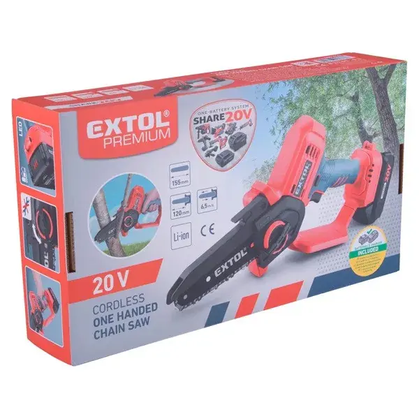 Végkiárusítás akkus láncfűrészgép egykezes, Share20V, 20V, Li-ion, 155 mm