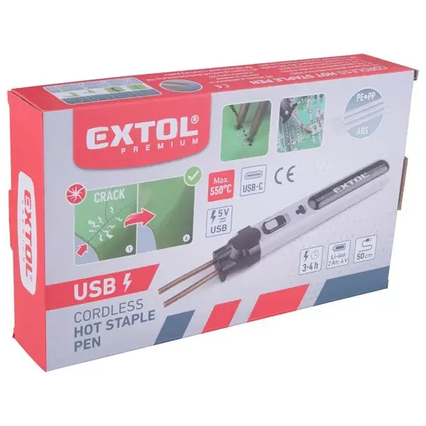 Outlet akkus műanyag hegesztő- és kapcsozógép, 4V, 2000 mAh Li-ion akku
