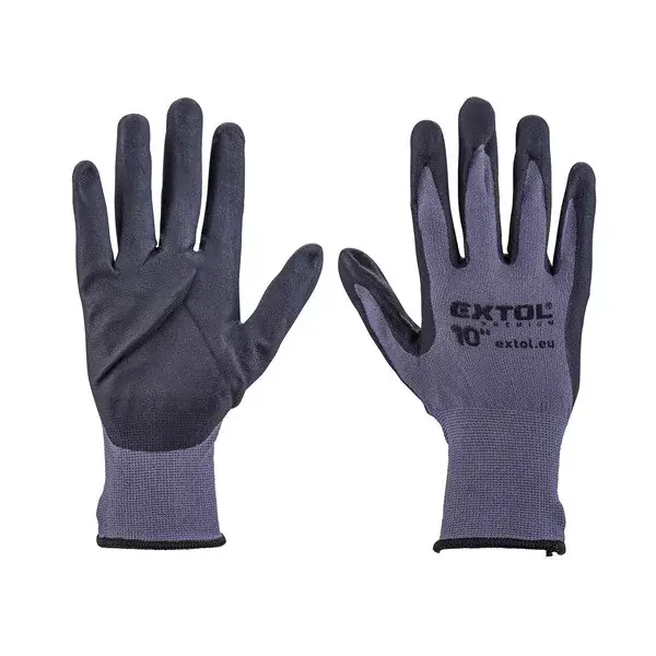 Kötött kesztyű nylon-Spandex, varrat nélküli, méret 10‘ nitrilbe mártott teny. és ujjhegy, gumírozott mandzsetta Expressz kézbesítés