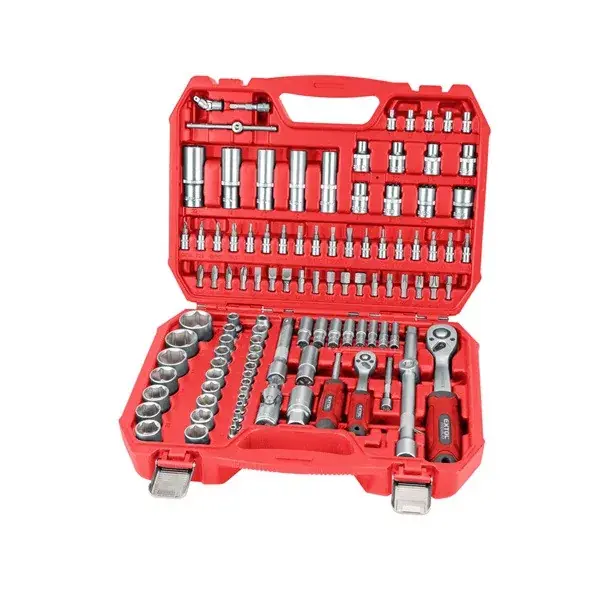 Végkiárusítás dugókulcs klt., CV., racsnis 45fog ; 1/4" és 1/2", 110db, 4-32mm, 32db bit(lapos, kereszt,imbusz,torx), gyertyakulcs