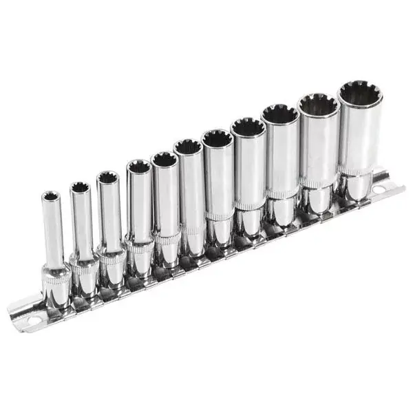 Expressz kézbesítés hosszított Multi Lock dugófej klt. ; 1/4", 11db 4, 5, 5.5, 6, 7, 8, 9, 10, 11, 12, 13mm, tartó sínen