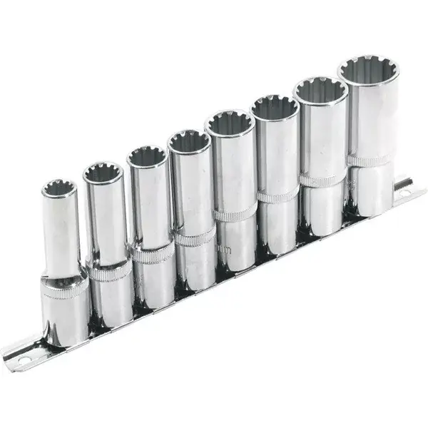 hosszított Multi Lock dugófej klt. ; 1/2", 8db 10, 12, 13, 14, 16, 17, 19, 22mm, tartó sínen Expressz szállítás