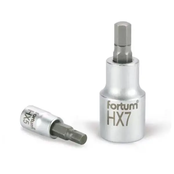 bitdugófej, imbusz, 1/2", 61CrV5/S2, mattkróm; 7mm (HX7), 55mm, FORTUM Ne maradj le