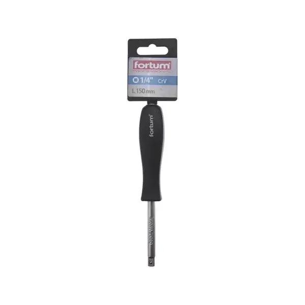 Szuper ajánlat csavarhúzó markolat dugófejekhez, 1/4", 150 mm; racsnis karral hajtható FORTUM