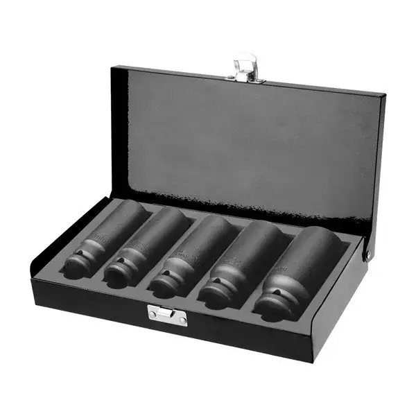 gépi (impakt) dugófej klt. 1/2",5db, 17-19-21-24-27mm×79mm ; feketített, műanyag tartóban FORTUM Szuper ajánlat