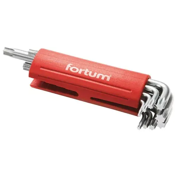 torx kulcs klt. 9db, hosszú, T10-50, S2, 10db/cse; T10-T15-T20-T25-T27-T30-T40-T45-T50, műanyag markolat FORTUM Vedd meg most