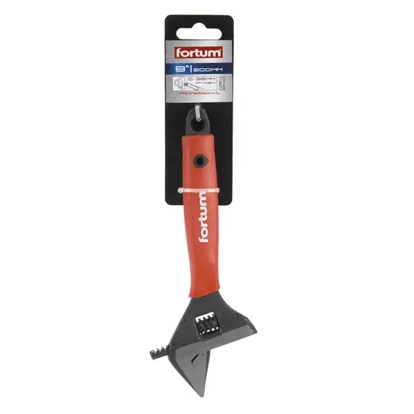 Végkiárusítás állítható villáskulcs BW sorozat, 22,5 fok,61CrV5; gumírozott markolat, 212mm, / 8", foszfátozott, 0-38mm tartomány