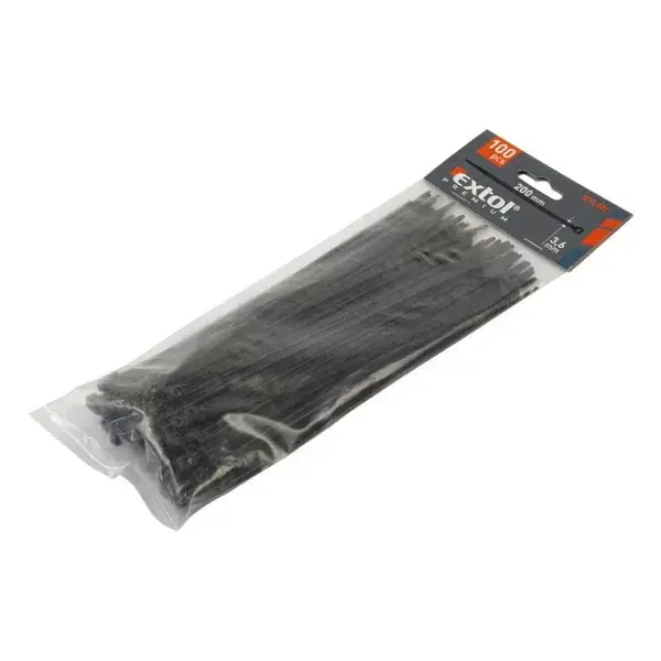 kábelkötegelő 4,8×250mm 100db, fekete nylon; UV-, sav- és lúgálló Újdonság