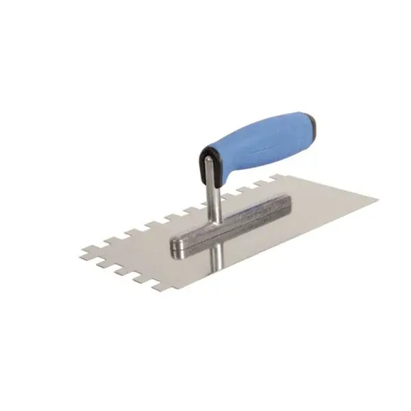 Csak ma glettelőkanál 270×128×90mm rozsdamentes csempéző 10×10mm, SOFT gumi nyél
