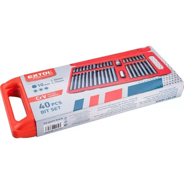 Legjobb ár BIT klt. 40 db HEX-TORX-XZN, 10mm, adapter 3/8" és 1/2", CrV, műanyag dobozban