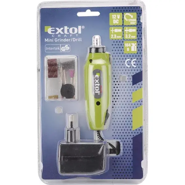 mini köszörű és fúrógép + tartozékok, 12V; 12.000 ford/perc Prémium