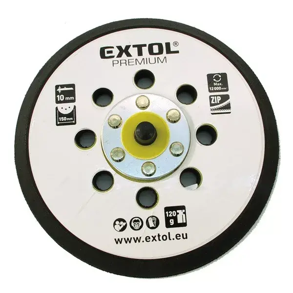 tartalék gumi talp 8865038 rotációs csiszológéphez, 6"/150mm, 8 db lyuk, tépőzáras, max. 12.000/perc, vastagság 10mm Ne maradj le