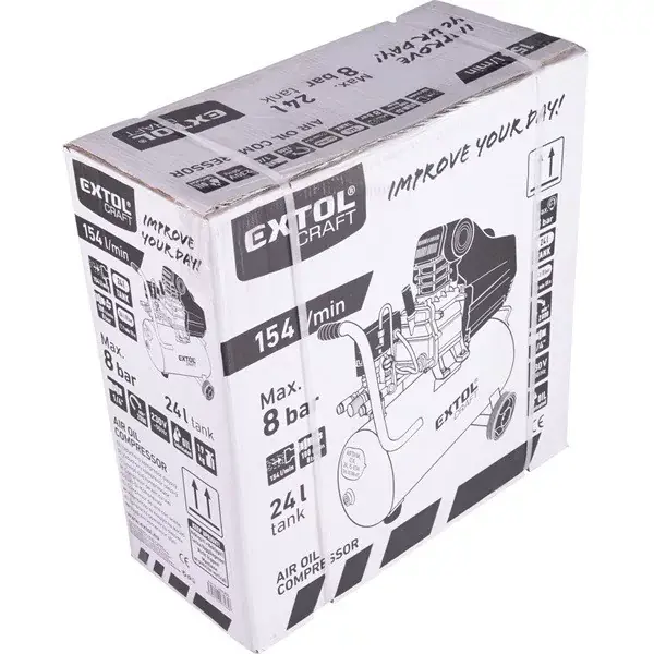 olajos légkompresszor, 1100W, 24l tartály, 8 bar, beszívott levegő 154l/min Szuper ajánlat