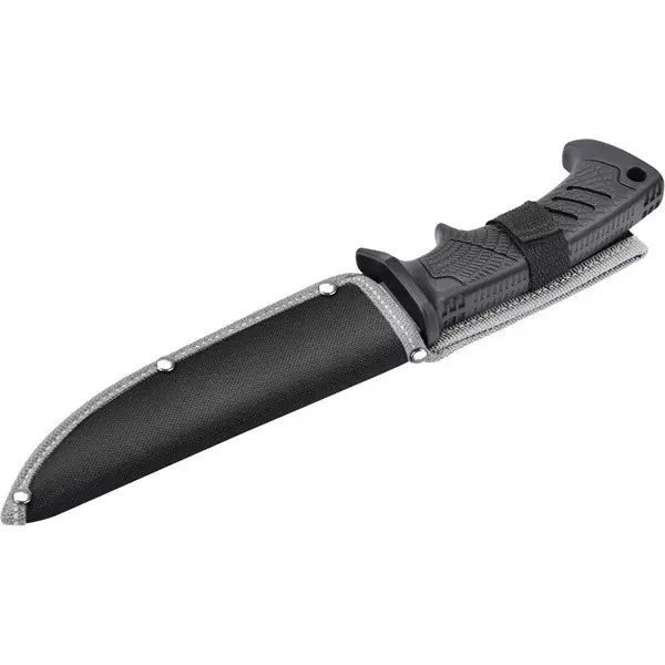 Nézd meg most vadász- és túrakés, 3CR13 rozsdamentes acél penge, műanyag nyél, nylon tok, teljes/penge hossz 275mm/150mm