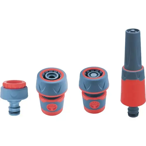 Szezonális akció locsoló alap szett, 1/2" tömlőhöz; 4 db (1db szórófej, 2 db gyorscsatlakozó, 1 db kuplung csatlakozó 1/2"-3/4")