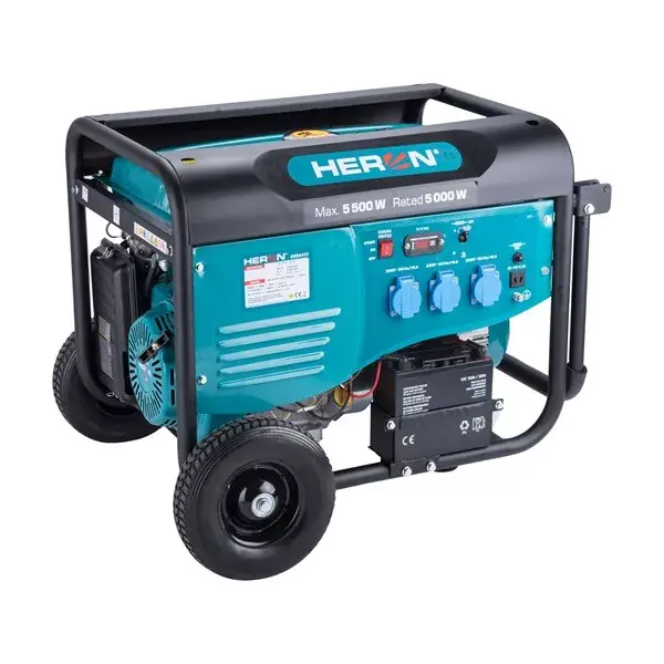 Árcsökkenés Heron, benzinmotoros áramfejlesztő, max 5500 VA, egyfázisú, elektromos önindítóval
