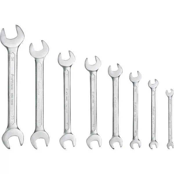 Biztonságos fizetés villáskulcs klt. 8db 6-24mm, 61CrV5, mattkróm; 6×7, 8×9, 10×11, 12×13, 14×15, 16×17, 18×19, 22×24mm, vászon tok FORTUM